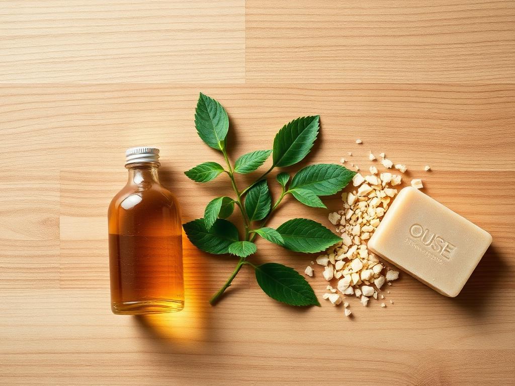 Três ingredientes naturais sobre uma superfície de madeira